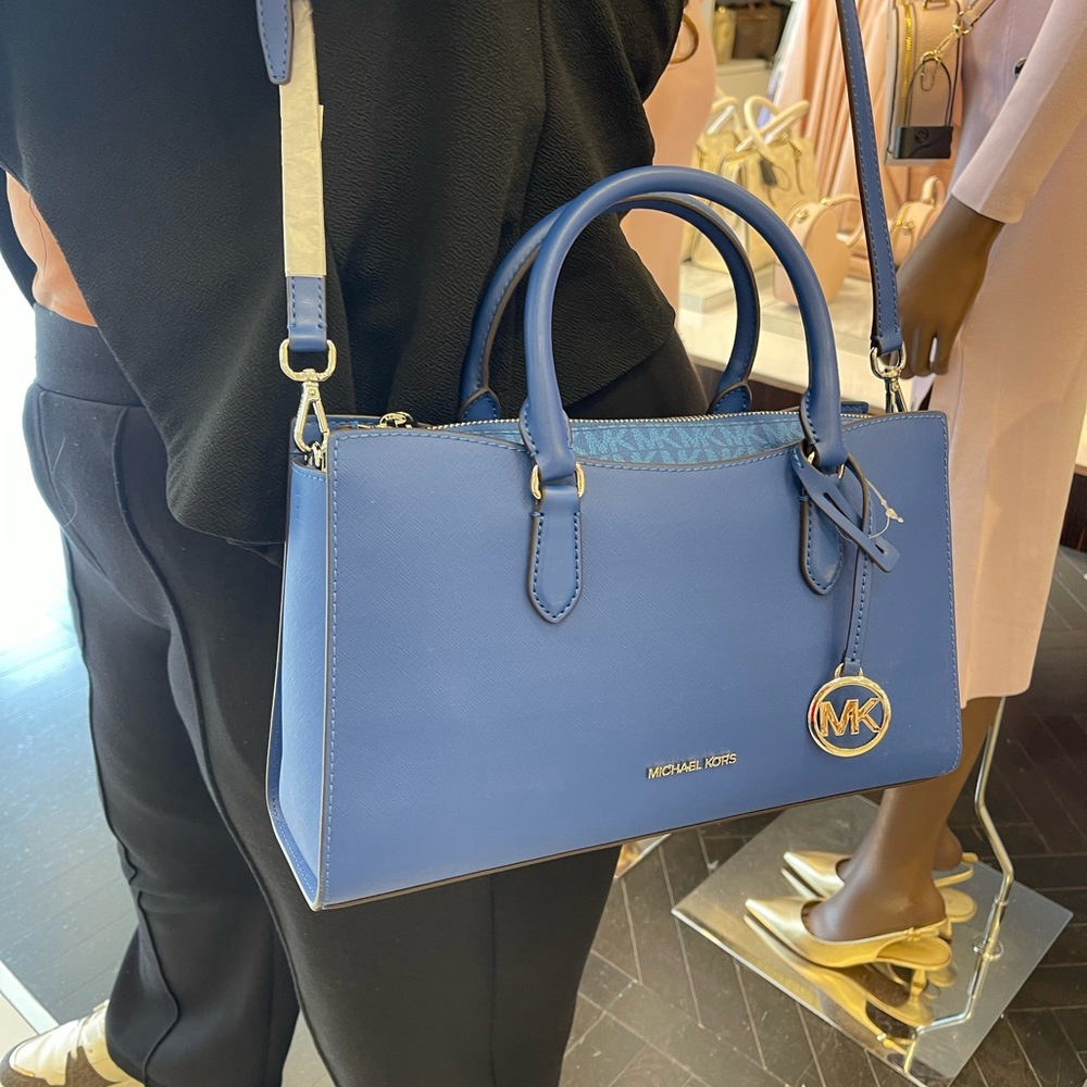 MICHAEL KORS Arden Md Top-Zip EW Leather Tote Crossbody Satchel
Galaxy Blue 
NWT - Picture 12 of 16